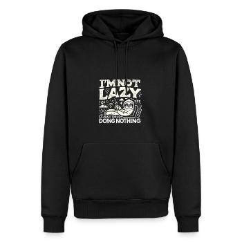 Ich bin nicht faul, ich genieße es nur, nichts zu - Männer Premium Bio Hoodie - Schwarz - Vorne - Nico (187cm)
