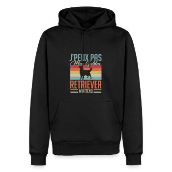 J'peux pas mon golden retriever m'attend - Sweat à capuche Premium bio Homme - noir - Devant - Nico (187cm)