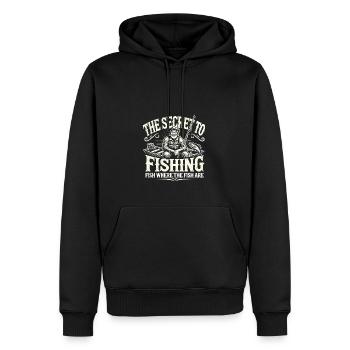 Das Geheimnis, dort zu fischen, wo die Fische sind - Männer Premium Bio Hoodie - Schwarz - Vorne - Nico (187cm)