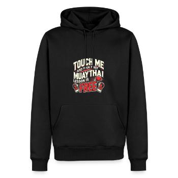 Berühren Sie mich und Ihre erste Muay Thai Lektion - Männer Premium Bio Hoodie - Schwarz - Vorne - Nico (187cm)