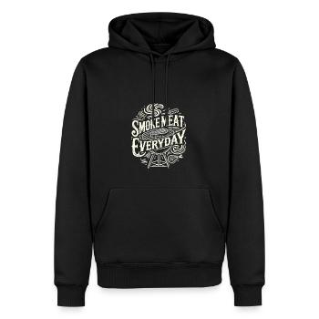 Täglich Fleisch räuchern - Männer Premium Bio Hoodie - Schwarz - Vorne - Nico (187cm)