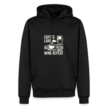 Kaffee See Wein Wiederholung - Männer Premium Bio Hoodie - Schwarz - Vorne - Nico (187cm)