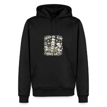 Ich backe nie allein, ich habe Katzen - Männer Premium Bio Hoodie - Schwarz - Vorne - Nico (187cm)