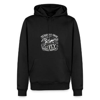 Ein Pferd zu reiten heißt, ohne Flügel zu fliegen - Männer Premium Bio Hoodie - Schwarz - Vorne - Nico (187cm)