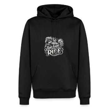 Leben, lieben und fahren - Männer Premium Bio Hoodie - Schwarz - Vorne - Nico (187cm)