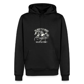 So viele Pferde, so wenig Zeit - Männer Premium Bio Hoodie - Schwarz - Vorne - Nico (187cm)