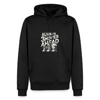 Immer 3 Züge voraus - Männer Premium Bio Hoodie - Schwarz - Vorne - Nico (187cm)