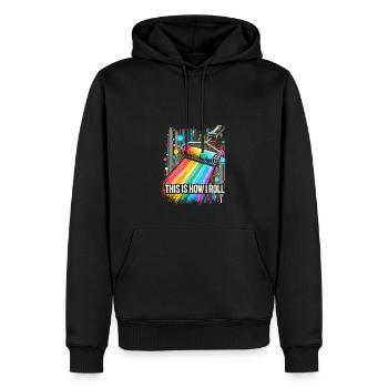 So läuft das bei mir - Männer Premium Bio Hoodie - Schwarz - Vorne - Nico (187cm)