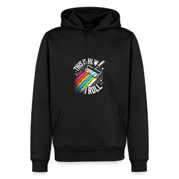 So läuft das bei mir - Männer Premium Bio Hoodie - Schwarz - Vorne - Nico (187cm)