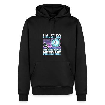 Ich muss gehen Die Videospiele brauchen mich - Männer Premium Bio Hoodie - Schwarz - Vorne - Nico (187cm)