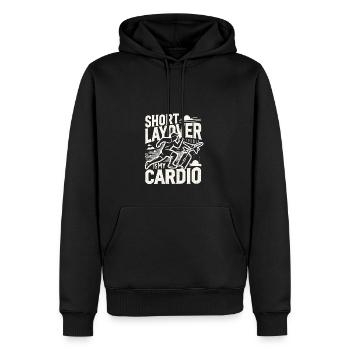Kurzer Zwischenstopp ist meine Kardio - Männer Premium Bio Hoodie - Schwarz - Vorne - Nico (187cm)