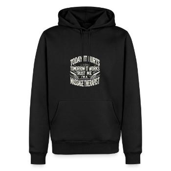 Heute tut es weh, morgen funktioniert es - - Männer Premium Bio Hoodie - Schwarz - Vorne - Nico (187cm)