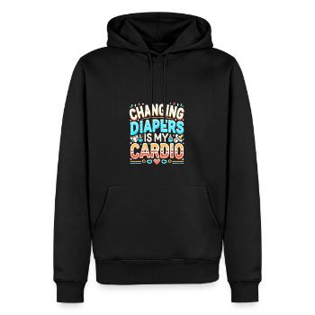 Windeln wechseln ist mein Herzsport - Männer Premium Bio Hoodie - Schwarz - Vorne - Nico (187cm)