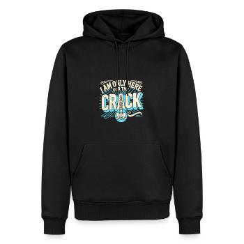 Ich bin nur wegen des Cracks hier - Männer Premium Bio Hoodie - Schwarz - Vorne - Nico (187cm)
