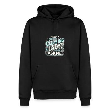 Brauchen Sie eine Putzfrau? Fragen Sie mich - Männer Premium Bio Hoodie - Schwarz - Vorne - Nico (187cm)