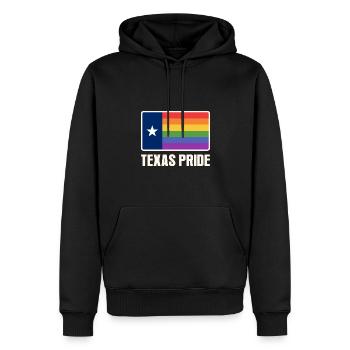 Regenbogen-Texas-Flaggenentwurf für LGBT+ Texaner - Männer Premium Bio Hoodie - Schwarz - Vorne - Nico (187cm)