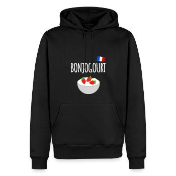 Bonjogourt - Sweat à capuche Premium bio Homme - noir - Devant - Nico (187cm)