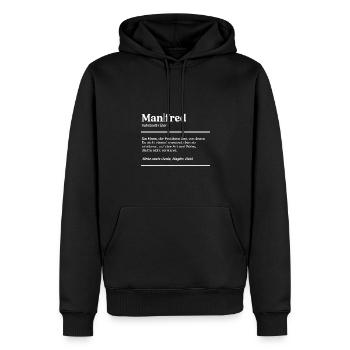Manfred Name Definition Design für stolze Manfreds - Männer Premium Bio Hoodie - Schwarz - Vorne - Nico (187cm)