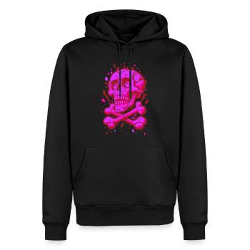 Graffiti Piraten Schädel Pink - Männer Premium Bio Hoodie - Schwarz - Vorne - Nico (187cm)