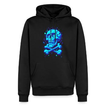 Graffiti Pirate Crâne Bleu - Sweat à capuche Premium bio Homme - noir - Devant - Nico (187cm)