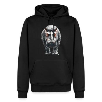 Nilpferd - Männer Premium Bio Hoodie - Schwarz - Vorne - Nico (187cm)