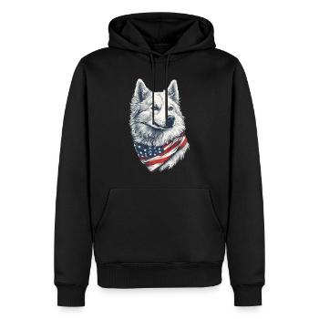 Samojede - Männer Premium Bio Hoodie - Schwarz - Vorne - Nico (187cm)