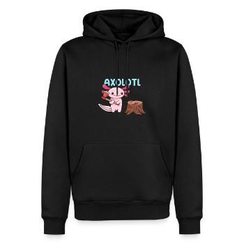 Conception de jeu de mots Axe Axolotl pour les amateurs d’axolotl - Sweat à capuche Premium bio Homme - noir - Devant - Nico (187cm)