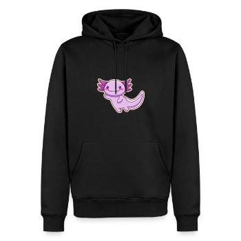 Lila Axolotl Design für Axolotl-Liebhaber - Männer Premium Bio Hoodie - Schwarz - Vorne - Nico (187cm)