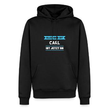 Carl Name Design für stolze Carls - Männer Premium Bio Hoodie - Schwarz - Vorne - Nico (187cm)