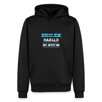 Harald Name Design für stolze Haralds - Männer Premium Bio Hoodie - Schwarz - Vorne - Nico (187cm)
