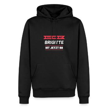 Brigitte Name Design für stolze Brigittes - Männer Premium Bio Hoodie - Schwarz - Vorne - Nico (187cm)