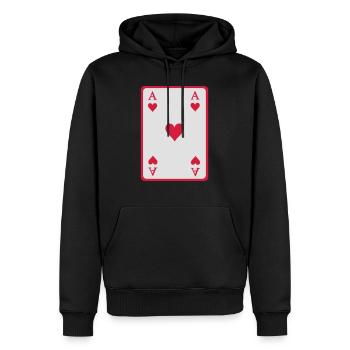 Poker Ass - Männer Premium Bio Hoodie - Schwarz - Vorne - Nico (187cm)