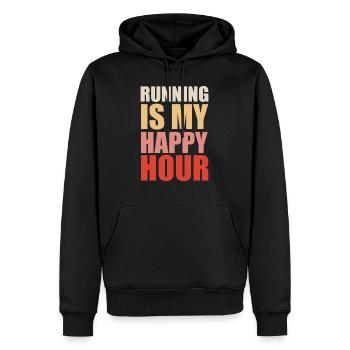 Running Is My Happy Hour - Sweat à capuche Premium bio Homme - noir - Devant - Nico (187cm)