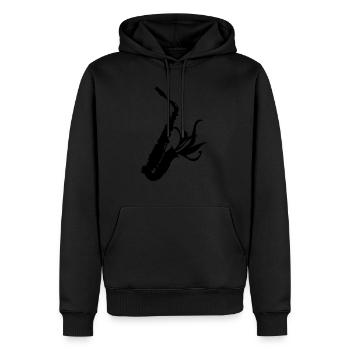 saxo saxophone jazz Saxophon saxofón musique music - Sweat à capuche Premium bio Homme - noir - Devant - Nico (187cm)