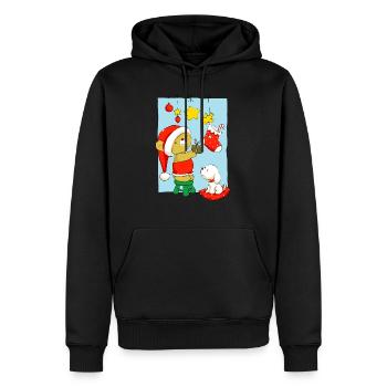 Christmas Bear doing Christmas decorations - Sweat à capuche Premium bio Homme - noir - Devant - Nico (187cm)