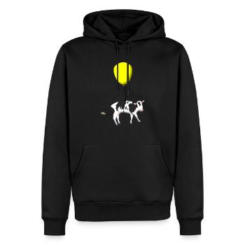 Eine Kuh hängt an einem Ballon - Männer Premium Bio Hoodie - Schwarz - Vorne - Nico (187cm)