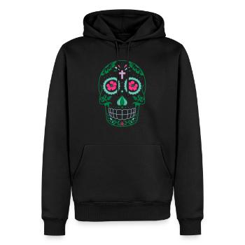 tete de mort mexicaine - Sweat à capuche Premium bio Homme - noir - Devant - Nico (187cm)