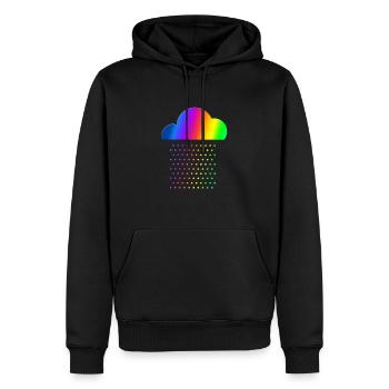 Buntes Wetter - Wir lieben Regen! Regenbogen Wolke - Männer Premium Bio Hoodie - Schwarz - Vorne - Nico (187cm)