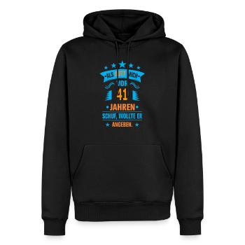 41 - Männer Premium Bio Hoodie - Schwarz - Vorne - Nico (187cm)
