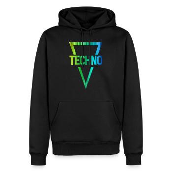 techno r - Men’s Premium Organic Hoodie - black - Front - Nico (187cm)