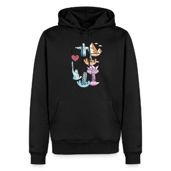 aime voyager - Sweat à capuche Premium bio Homme - noir - Devant - Nico (187cm)
