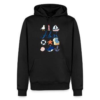 Ahoi maritim Design - Männer Premium Bio Hoodie - Schwarz - Vorne - Nico (187cm)