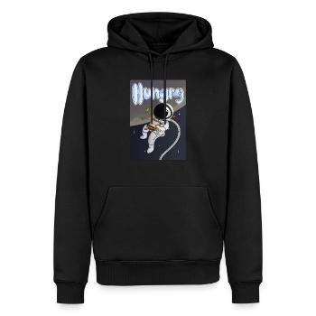 Astronaut "Hungry" - Männer Premium Bio Hoodie - Schwarz - Vorne - Nico (187cm)