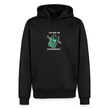 Rock E-Gitarre-Effekt "Living in OD" - Männer Premium Bio Hoodie - Schwarz - Vorne - Nico (187cm)