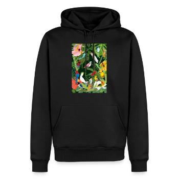 Parrots in the jungle, illustration - Men’s Premium Organic Hoodie - black - Front - Nico (187cm)