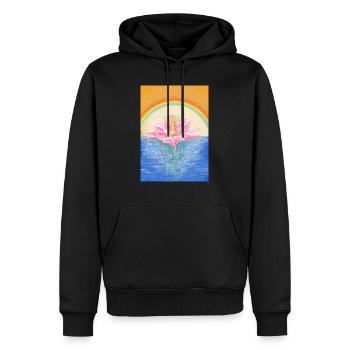 Lotos Chakras Méditation - Sweat à capuche Premium bio Homme - noir - Devant - Nico (187cm)