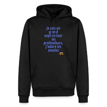 je suis explorateur - Sweat à capuche Premium bio Homme - noir - Devant - Nico (187cm)