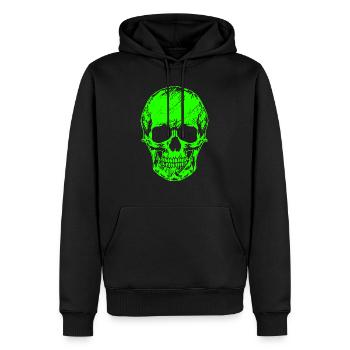 Skull Neongrün ACID Style - Männer Premium Bio Hoodie - Schwarz - Vorne - Nico (187cm)