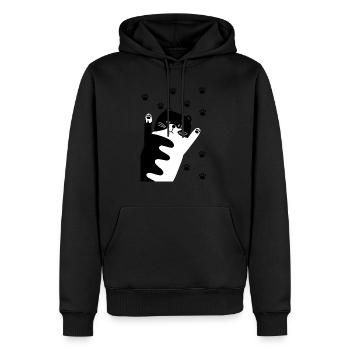 Chat noir et blanc - Sweat à capuche Premium bio Homme - noir - Devant - Nico (187cm)