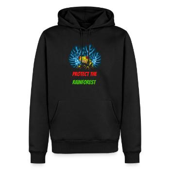 Protect the rainforest - Men’s Premium Organic Hoodie - black - Front - Nico (187cm)